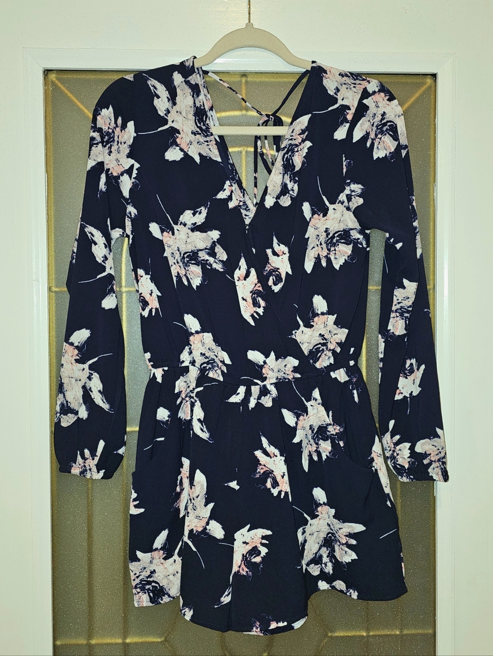 🩷💙 Navy Floral O.C.L.A. Long-Sleeve Romper/Playsuit, Sz Small
